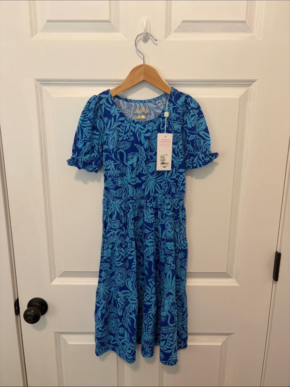 Lilly Pulitzer Blue and Aqua Floral Knit Dress for Girls